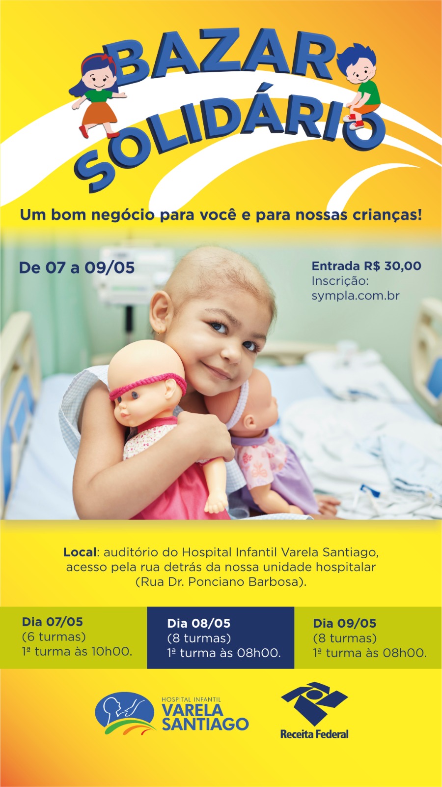 Hospital Varela Santiago realiza novo bazar com produtos da Receita Federal nos dias 7, 8 e 9 de maio