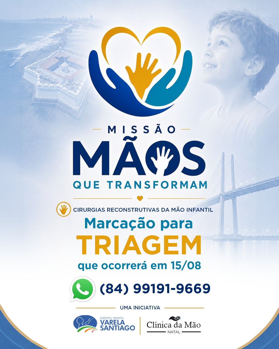 Missão Mãos Que Transformam abre inscrições para triagem de cirurgias gratuitas em crianças atendidas pelo SUS